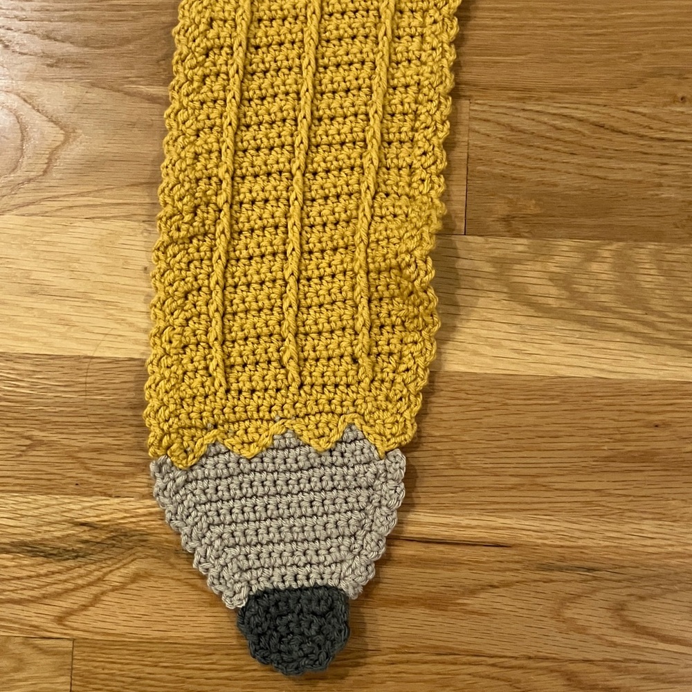 Handmade Crochet Pencil Scarf Teacher Gift Back to School Yellow Knit Scarf New - Picture 2 of 5
